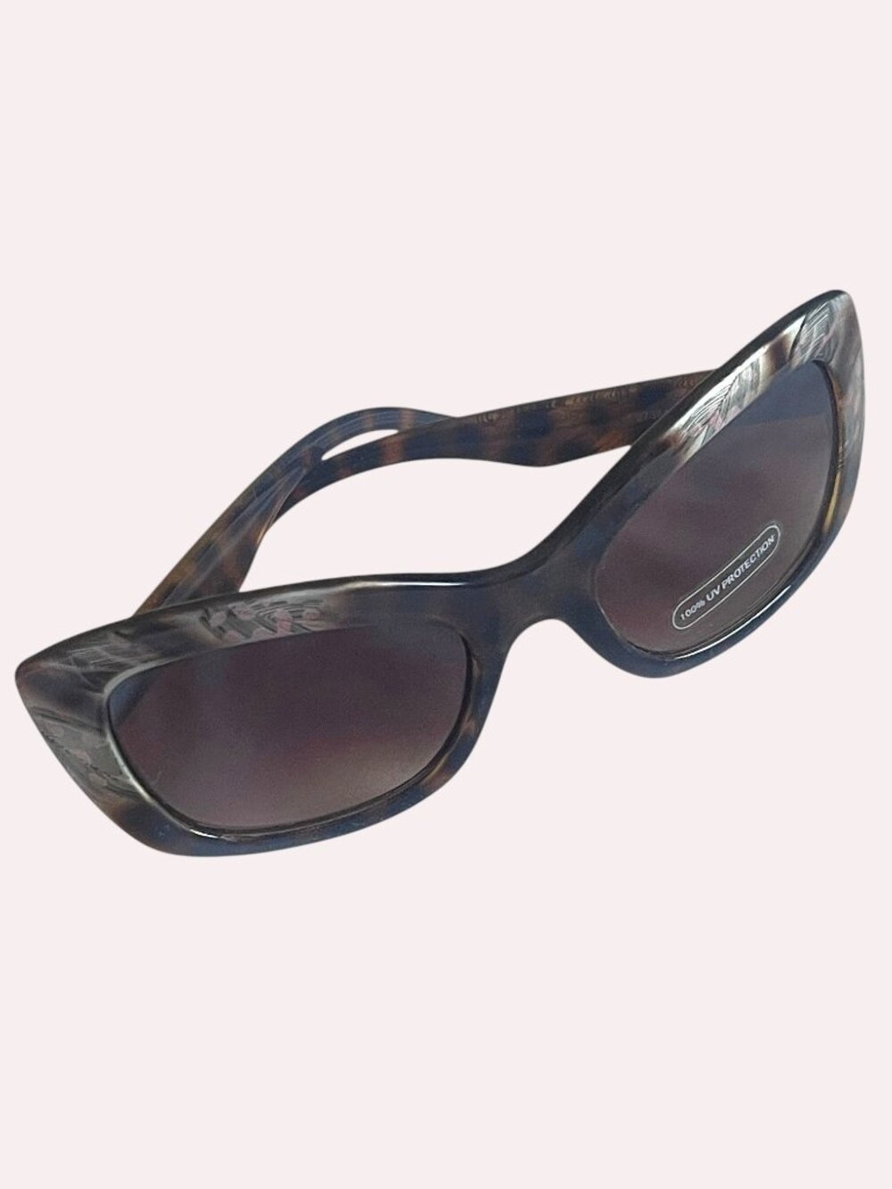 Feather Print Oversized Square Sunglasses Brown Gradient Lenses